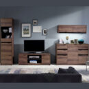 Elegant Wooden Sofa Set with Glass-Top Table