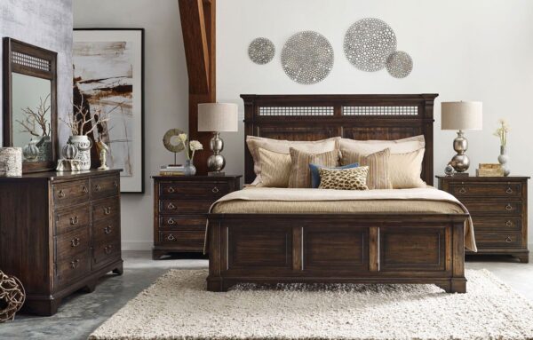 Elegant Bed Set with Side Tables and Dressing Table with Mirror