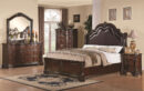 Dark Brown Bed Set with Side Tables and Dressing Table