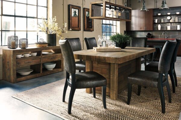Dining Table Set with 6 Chairs and Luxury Kitchen Cabinet