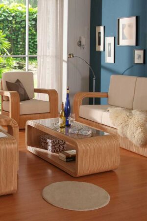 Luxury Light Brown Sofa Set with Round Table Designs