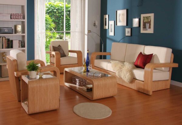 Luxury Light Brown Sofa Set with Round Table Designs