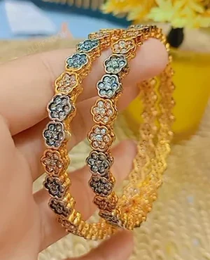 Floral Design Gold-Plated Bangles
