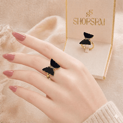 Black Butterfly Ring