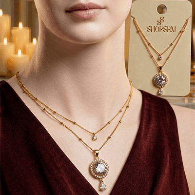 DOUBLE LINE MOISSANITE PENDANT SET