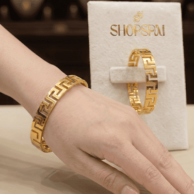 Golden Greek Key Bangle