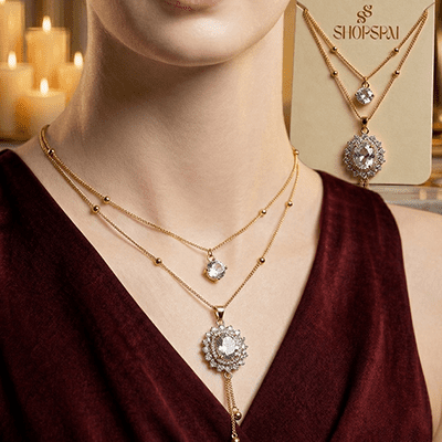 Heptagon Golden Pendant Set