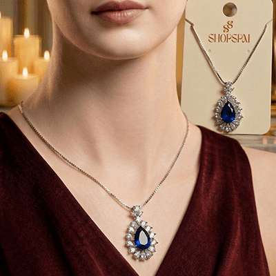 Pear Shape Sapphire Necklace