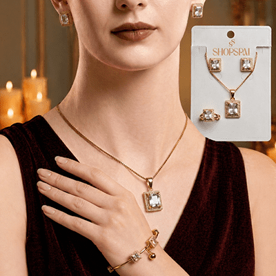 Square Zircon Necklace Set