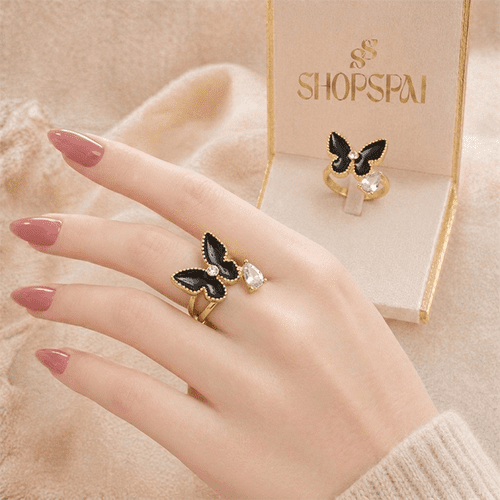 Black Butterfly Ring
